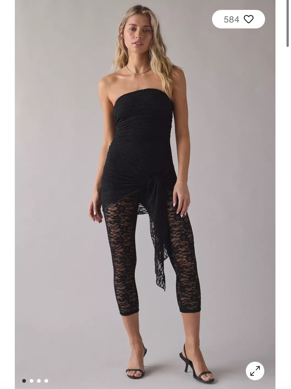 ISO UO One More Chance Semi-Sheer Lace Asymmetric Knot-Front Catsuit